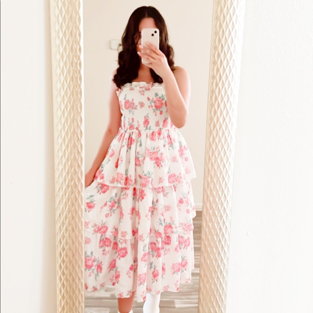 Loveshackfancy x Target white & pink floral tiered sleeveless dress